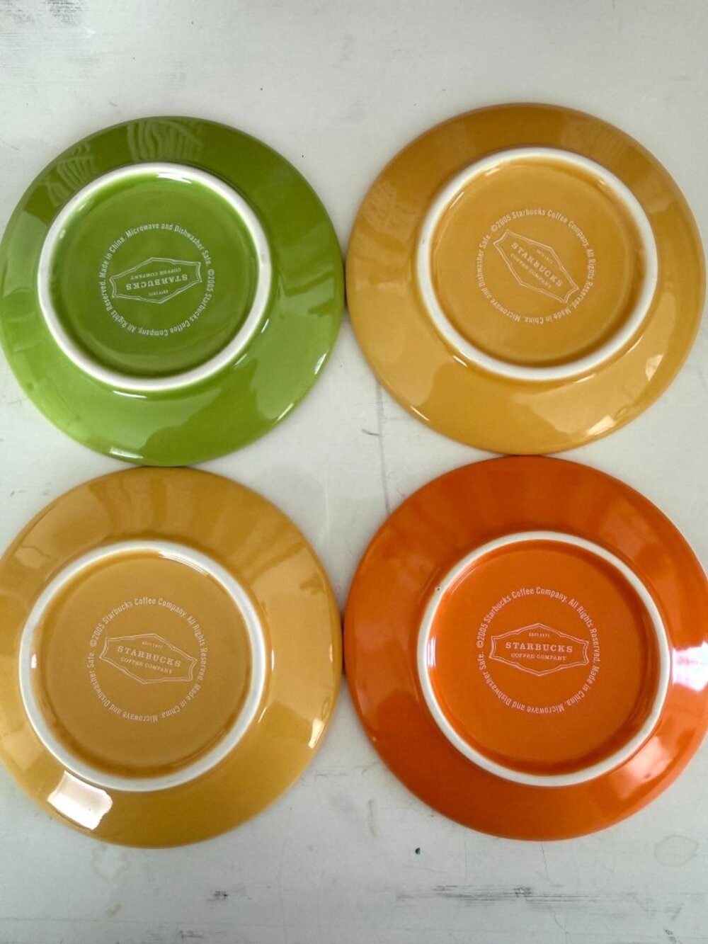 Starbucks 2005 Espresso Demitasse Saucers ONLY – Set of 4 Color Variety Ceramic